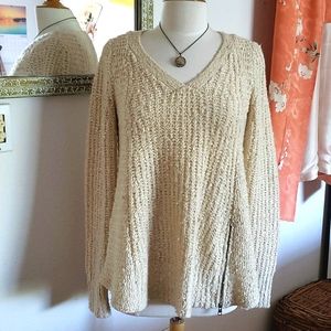 Moth for Anthropologie A-Line Cream Sweater with Zipper Size Small